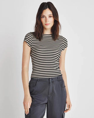 Benson Stripe Short Sleeve Crew Tee - Ash Navy