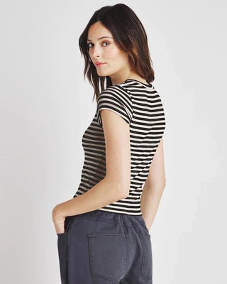 Benson Stripe Short Sleeve Crew Tee - Ash Navy