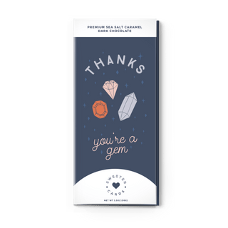 Sweeter Cards Chocolate Bar + Greeting Card in ONE! - Thank You Card with Chocolate Inside - Thanks, You're a Gem!