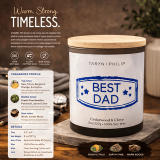 Best Dad 8oz Candle: Cedarwood & Clove