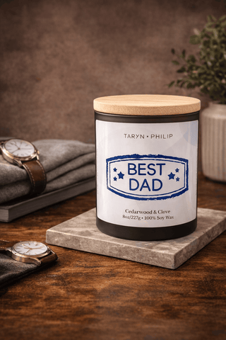 Best Dad 8oz Candle: Cedarwood & Clove