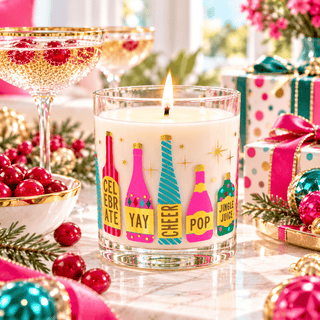 Pop, Fizz & Cheer 10oz Candle - 11oz DOF Holiday Bottles Glass