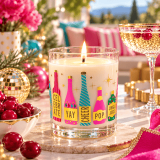 Pop, Fizz & Cheer 10oz Candle - 11oz DOF Holiday Bottles Glass