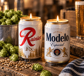 Reclaimed Beer Can Candle • Modelo or Rainier