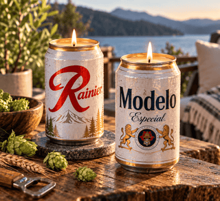 Reclaimed Beer Can Candle • Modelo or Rainier