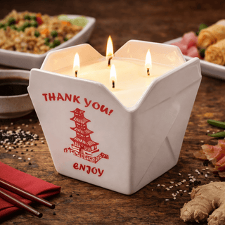 Ceramic Chinese Take-Out Candle: White Tea &: Ginger Candle • 15oz