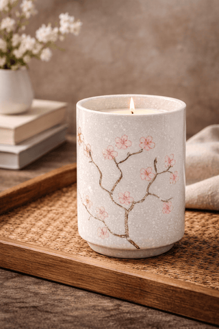 Cherry Blossom Tea Cup Candle | Sea Mist
