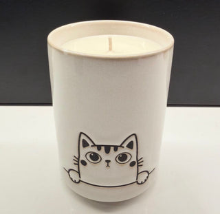 Curious Cat Ceramic Tea Cup 10oz Candle • Asian Sandalwood