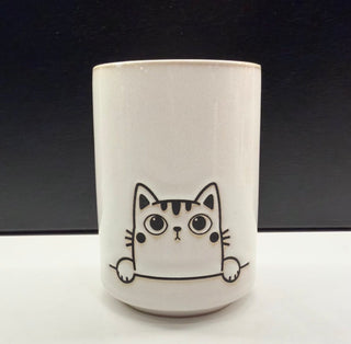 Curious Cat Ceramic Tea Cup 10oz Candle • Asian Sandalwood