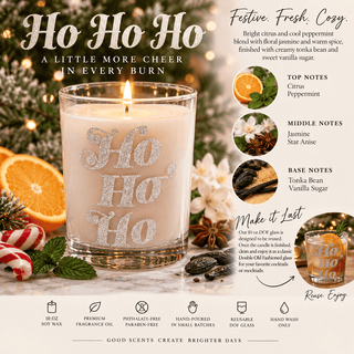 HO HO HO Candy Cane 10oz Candle