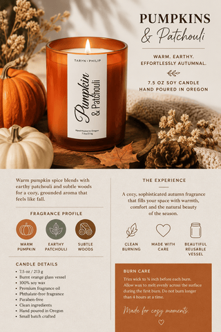 Pumpkins & Patchouli 7.5oz Candle