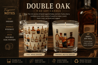 Whiskey Glass 9oz Candle • Double Oak