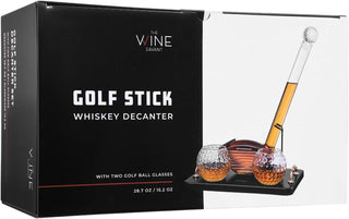 The Wine Savant /  Khen Glassware - Golf Club Whiskey Decanter Set with 2 Crystal Glasses, 28.7
