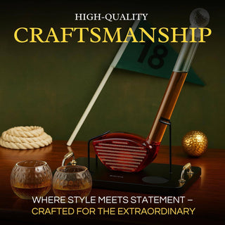 The Wine Savant /  Khen Glassware - Golf Club Whiskey Decanter Set with 2 Crystal Glasses, 28.7