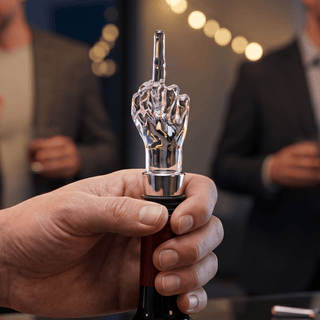 The Wine Savant /  Khen Glassware - Unique Wine Bottle Stopper - Funny Middle Finger Wine Cork