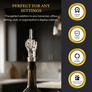 The Wine Savant /  Khen Glassware - Unique Wine Bottle Stopper - Funny Middle Finger Wine Cork