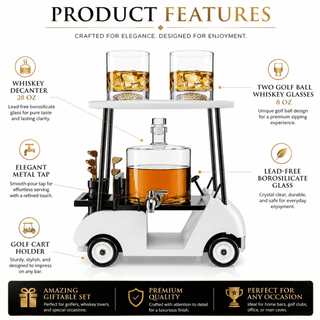 The Wine Savant - Golf Cart Whiskey Decanter & Ball Glasses