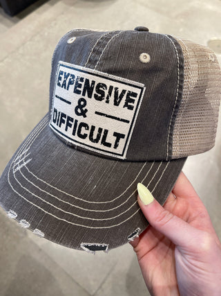 "Warning! Girls Drinking Again" Distressed Trucker Hat - Maroon