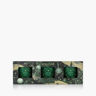 Voluspa Noble Fir Garland Mini Pedestal Trio Gift Set