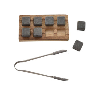 WIDDOP and Co. - Whiskey Gift Set Incl Glasses Coasters & Tongs In A Rustic Wooden Tray
