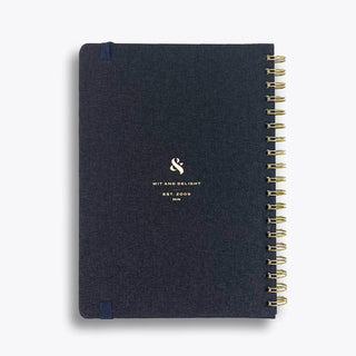 Wit & Delight - Black Linen Spiral Note to Self Journal
