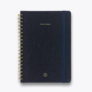 Wit & Delight - Black Linen Spiral Note to Self Journal