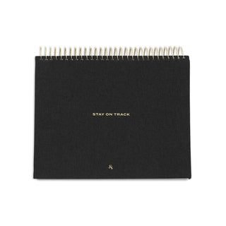 Wit & Delight - Black Linen Stay on Track Desktop Notepad