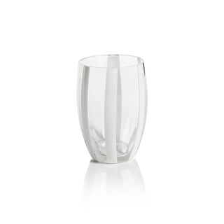 Portofino Stemless Glass with White Stripes - Clear