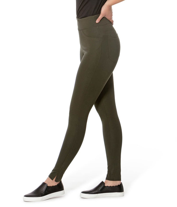Lola Jeans Anna Ponte Mid-Rise Pull-On Ankle Pant in Jersey Hunter Green