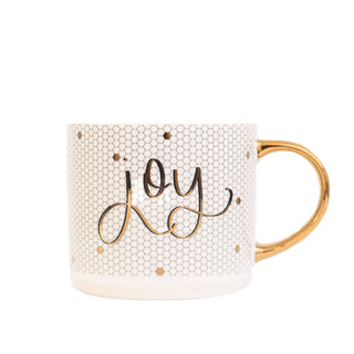Joy - Gold, White Tile Hand Lettered Coffee Mug - 17 oz - Taryn x Philip Boutique