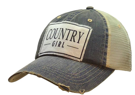 Country Girl Distressed Trucker Hat Baseball Cap - Taryn x Philip Boutique