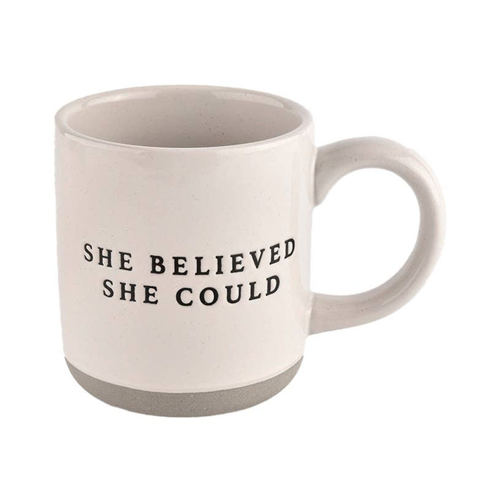 She Believed She Could - Cream Stoneware Coffee Mug - 14 oz - Taryn x Philip Boutique