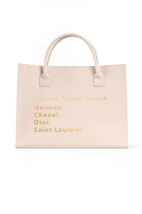 MODERN VEGAN TOTE - Fluent French (Ivory) - Taryn x Philip Boutique