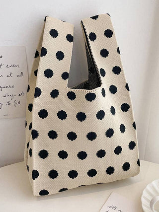 Contrast Color Polka-Dot  Handbag: BLACK