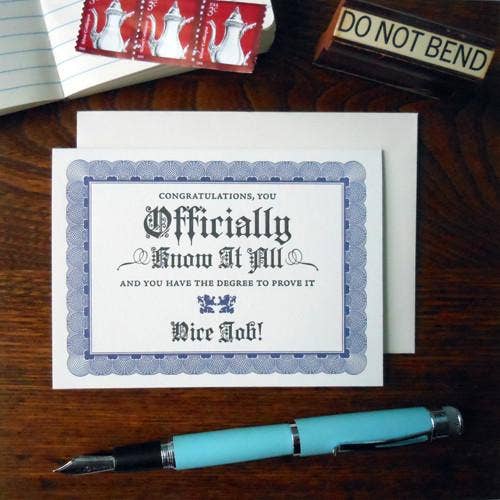 Know It All Certificate Greeting Card