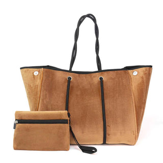 The Aniella Large Neoprene Tote - Brown Velvet - Taryn x Philip Boutique