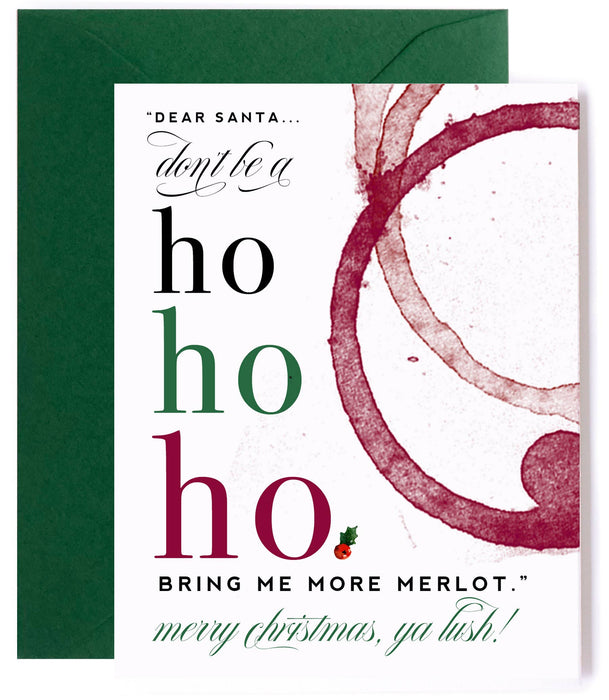Ho Ho Ho Merlot Card - Christmas Card - Taryn x Philip Boutique