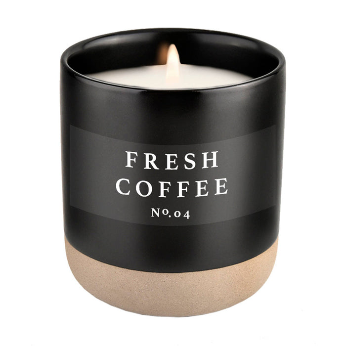 Fresh Coffee Soy Candle - Black Stoneware Jar - 12 oz - Taryn x Philip Boutique