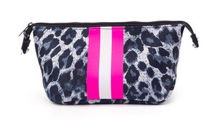 Neoprene Cosmetic Black Leopard Pink Stripe - Taryn x Philip Boutique