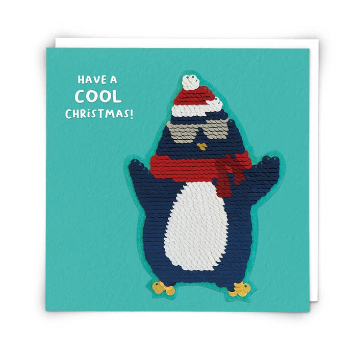 Holiday Penguin Card with Reusable Reversible Sequin Patch - Taryn x Philip Boutique