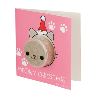 Raspberry Bath Bomb 'Meowy Christmas' Card (50g) - Taryn x Philip Boutique