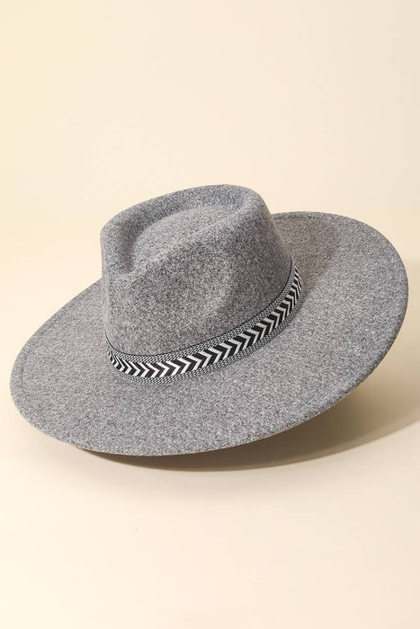 Chevron Pattern Strap Fedora Fashion Hat - Taryn x Philip Boutique