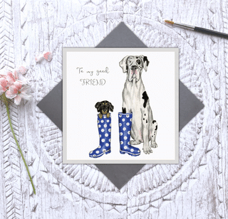 'To my Good Friend' Wellie Party dog card - Taryn x Philip Boutique