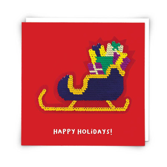 Holiday Sleigh Card with Reusable Reversible Sequin Patch - Taryn x Philip Boutique