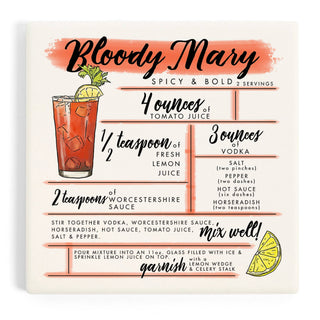 Lantern Press - Ceramic Coaster Bloody Mary, Cocktail Recipe