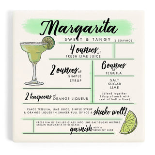 Lantern Press - CERAMIC COASTER Margarita, Cocktail Recipe