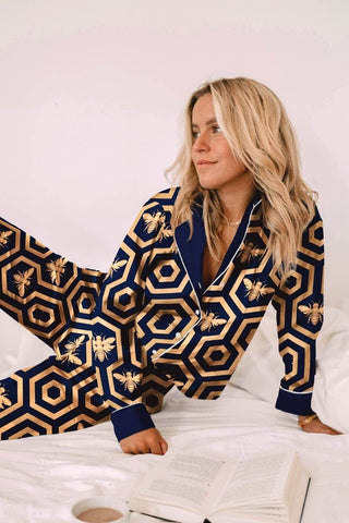 Averie - Colbee Pajama: Honeycomb Print on Navy