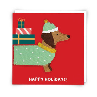 Holiday Sequin Dog Card with Reusable and Reversible Patch - Taryn x Philip Boutique