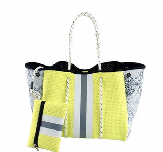 The Aniella Neoprene Tote - Yellow with White and Gray - Taryn x Philip Boutique