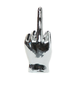 Interior Illusions Plus - Silver Middle Finger Tabletop Sculpture - 9" long